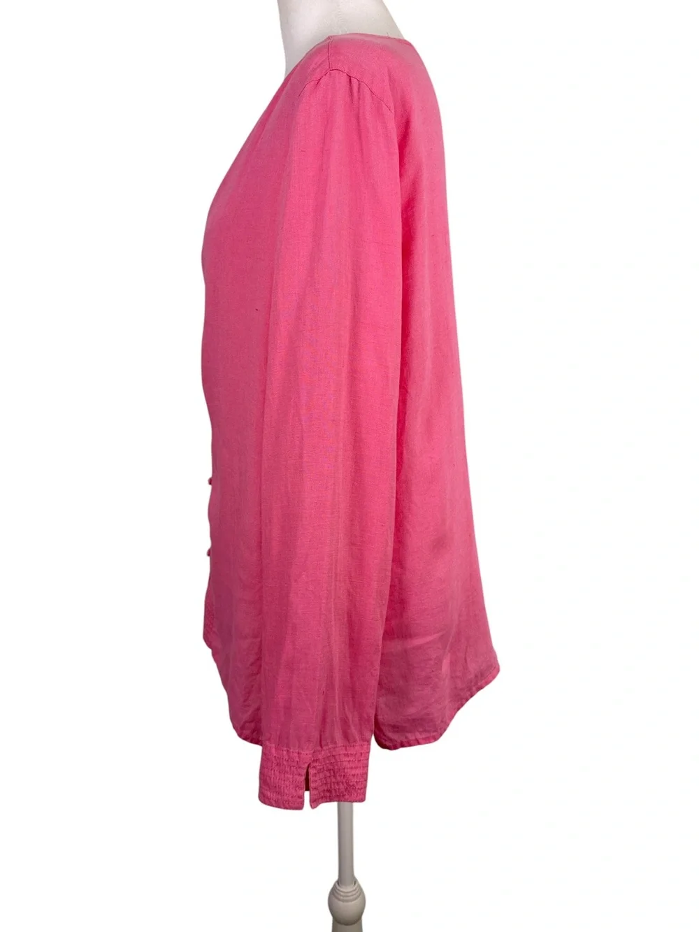 Liz Claiborne 100% Linen Pink Button Front Blouse L| Cottagecore Boho Resort